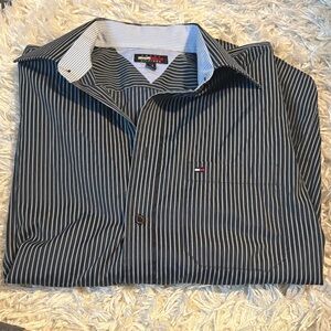 Tommy Hilfiger Men's Navy Striped Button Down Shirt